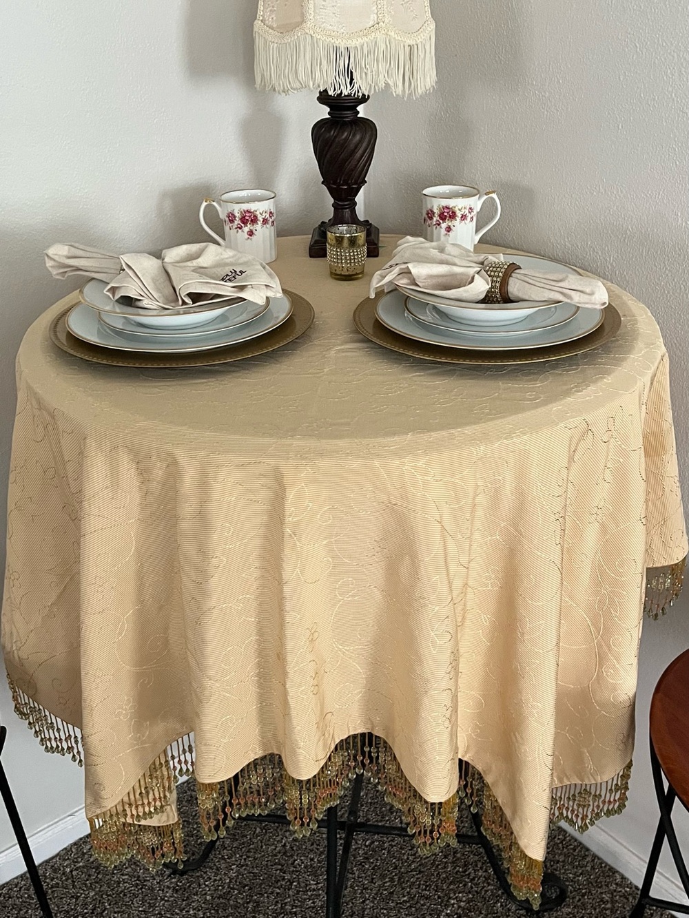 Gold Beaded Tablecloth